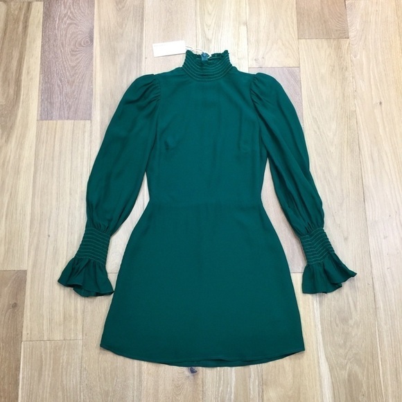 Reformation Archie Mini Dress Emerald Green Size 2 - Picture 7 of 16